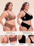 Black seamless bralette with wide straps and a supportive underband