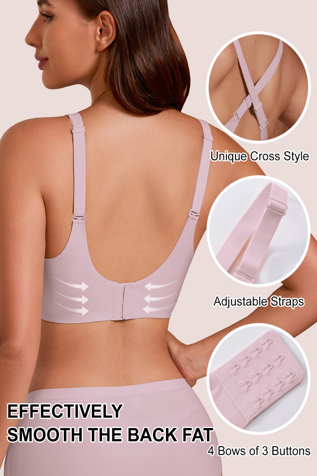 Jelly Bras for Women No Underwire Seamless Push Up Bra Full Support Comfort Bralettes Wireless Plunge Everyday Bra Pink