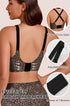 Seamless leopard print wireless bra back with cross straps and adjustable elastic
