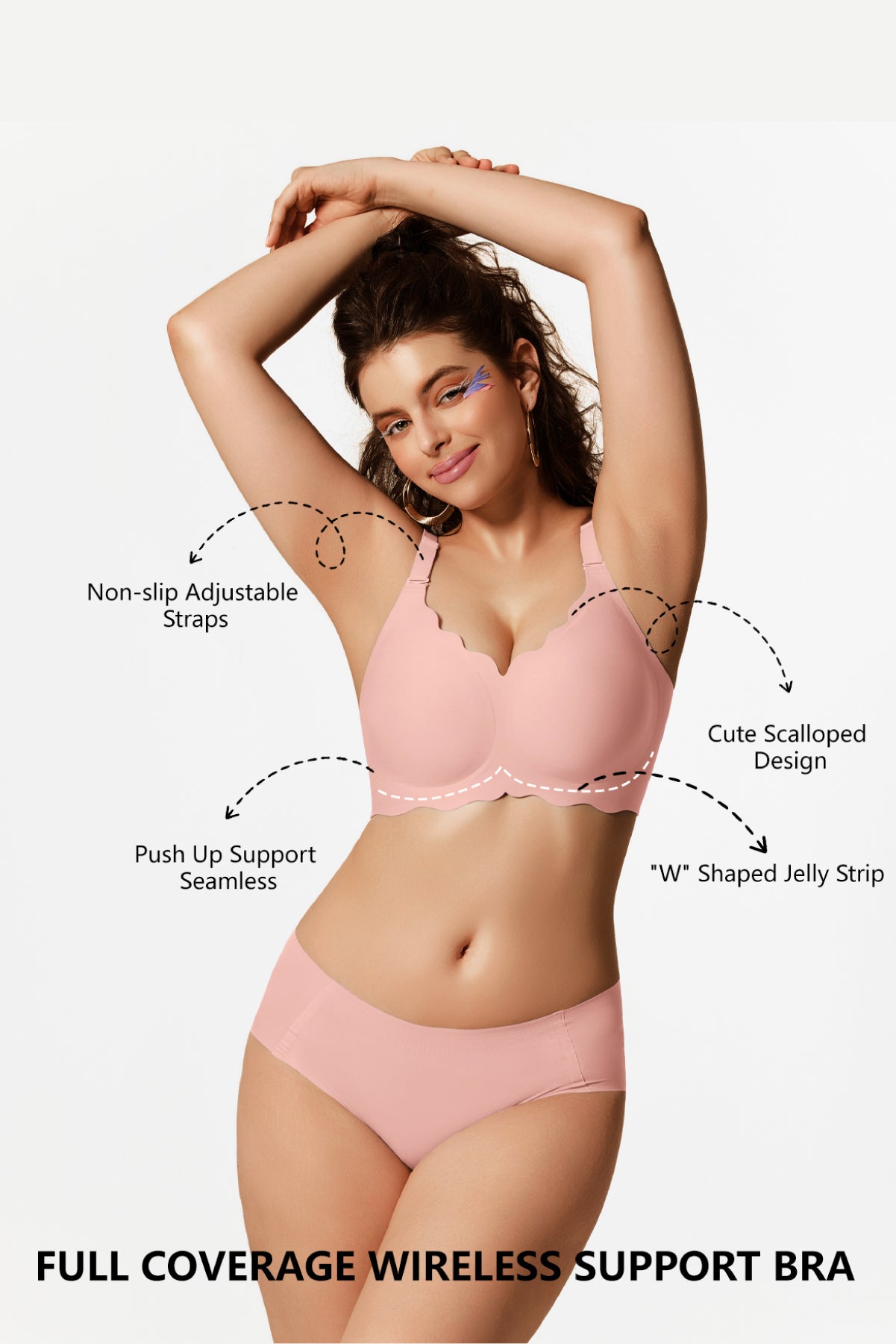 Jelly Bras for Women No Underwire Scalloped Push Up Wireless Bralettes Seamless Soft Comfort Everyday Tshirt Bra Tea Red