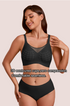 Black seamless bra with V-mesh neckline and smooth 3D contoured cups