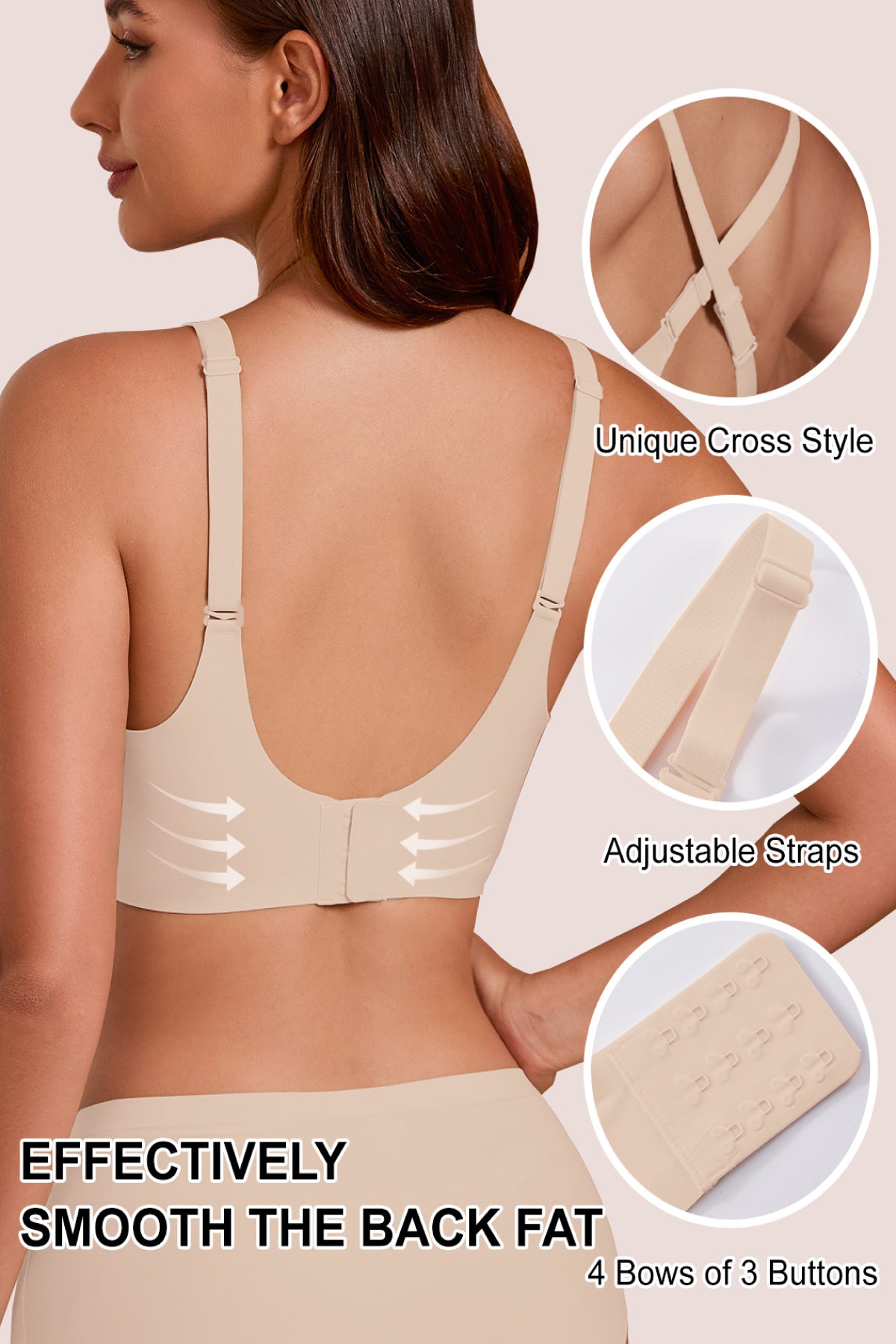 Jelly Bras for Women No Underwire Seamless Push Up Bra Full Support Comfort Bralettes Wireless Plunge Everyday Bra Nude