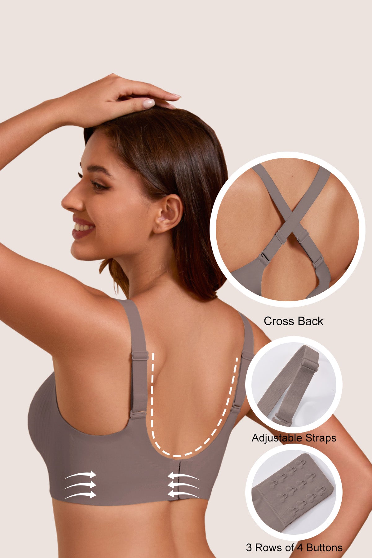 Jelly Bras for Women No Underwire Full Coverage Push Up Bra Wireless Seamless Bra Comfortable Tshirt Bralettes Coffee