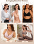 Nude seamless plunge push-up bra with no underwire, smooth stretch cups