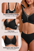 Black deep V mesh push-up bra, no underwire, smooth full-coverage fit