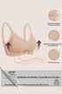 Nude bra support diagram showing push-up cups and multi-row closure fit