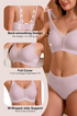 Pink wireless deep V mesh bra with full-coverage seamless fit and W-shaped support