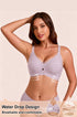 Pink seamless plunge wireless bra with water-drop mesh pattern on the cups.