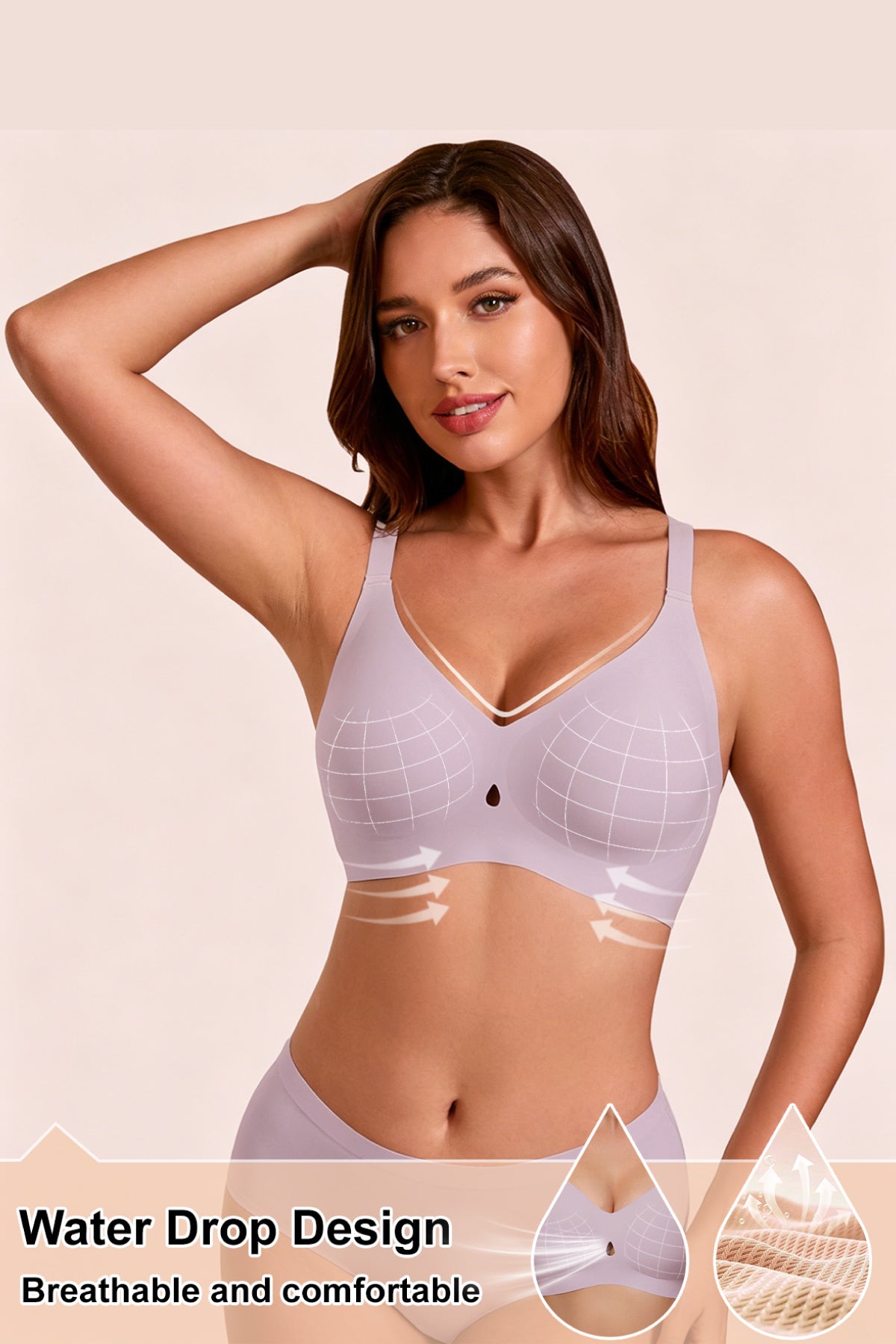 Jelly Bras for Women No Underwire Seamless Push Up Bra Full Support Comfort Bralettes Wireless Plunge Everyday Bra Pink