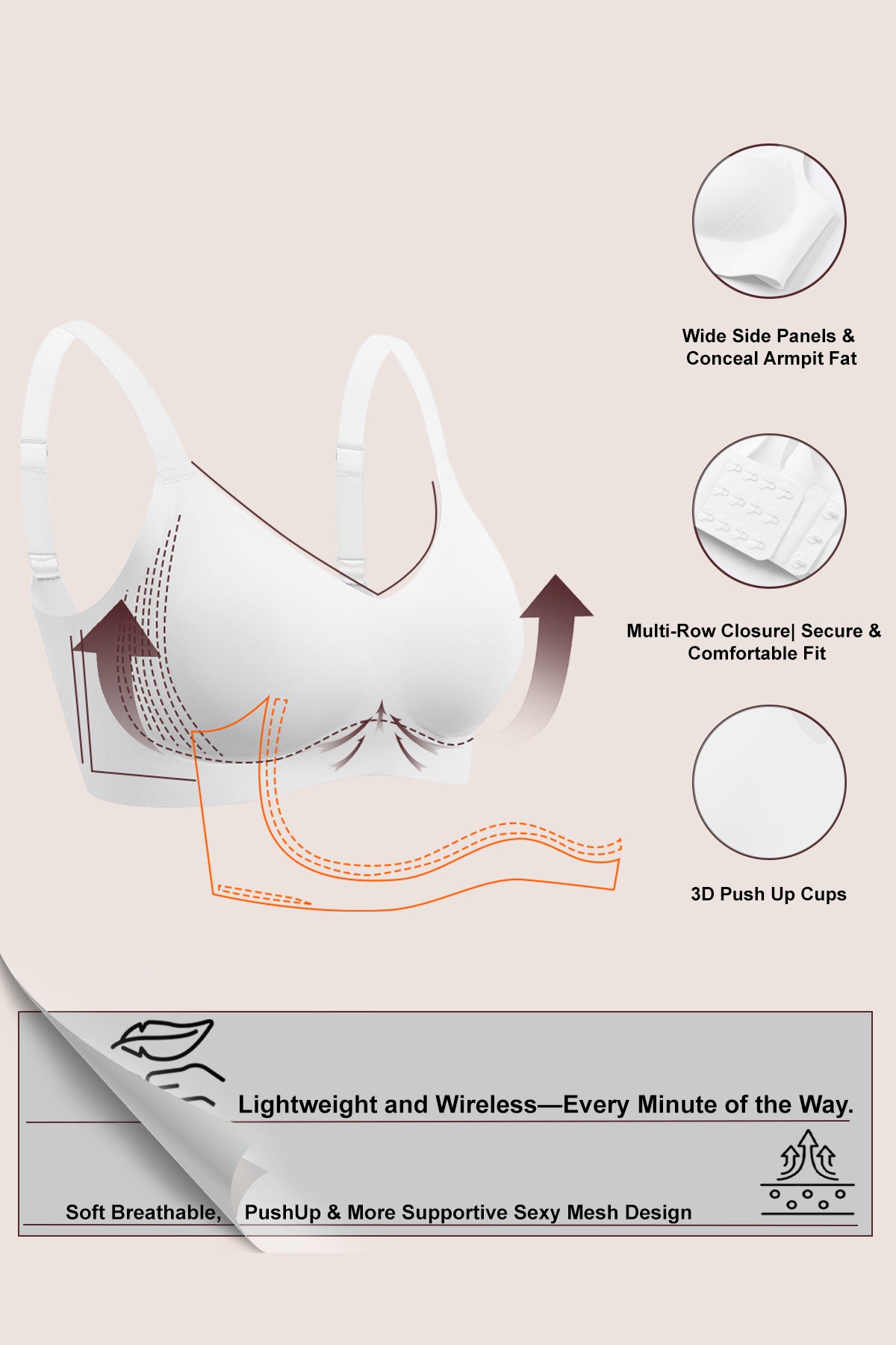 Jelly Bras for Women No Underwire Full Coverage Push Up Bra Wireless Seamless Bra Comfortable Tshirt Bralettes White