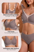 Wire-free deep V bra with mesh support panels and full-coverage seamless fit