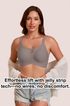 Gray seamless wireless V-neck bra with jelly lift knit texture