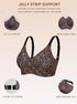 Leopard-print bralette with semi-fixed pads, adjustable straps, and a multi-hook closure