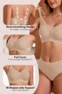 Nude wireless deep V mesh bra with full-coverage seamless fit, wire-free comfort