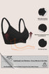 Black full-coverage T-shirt bra with smooth wide straps and curved neckline