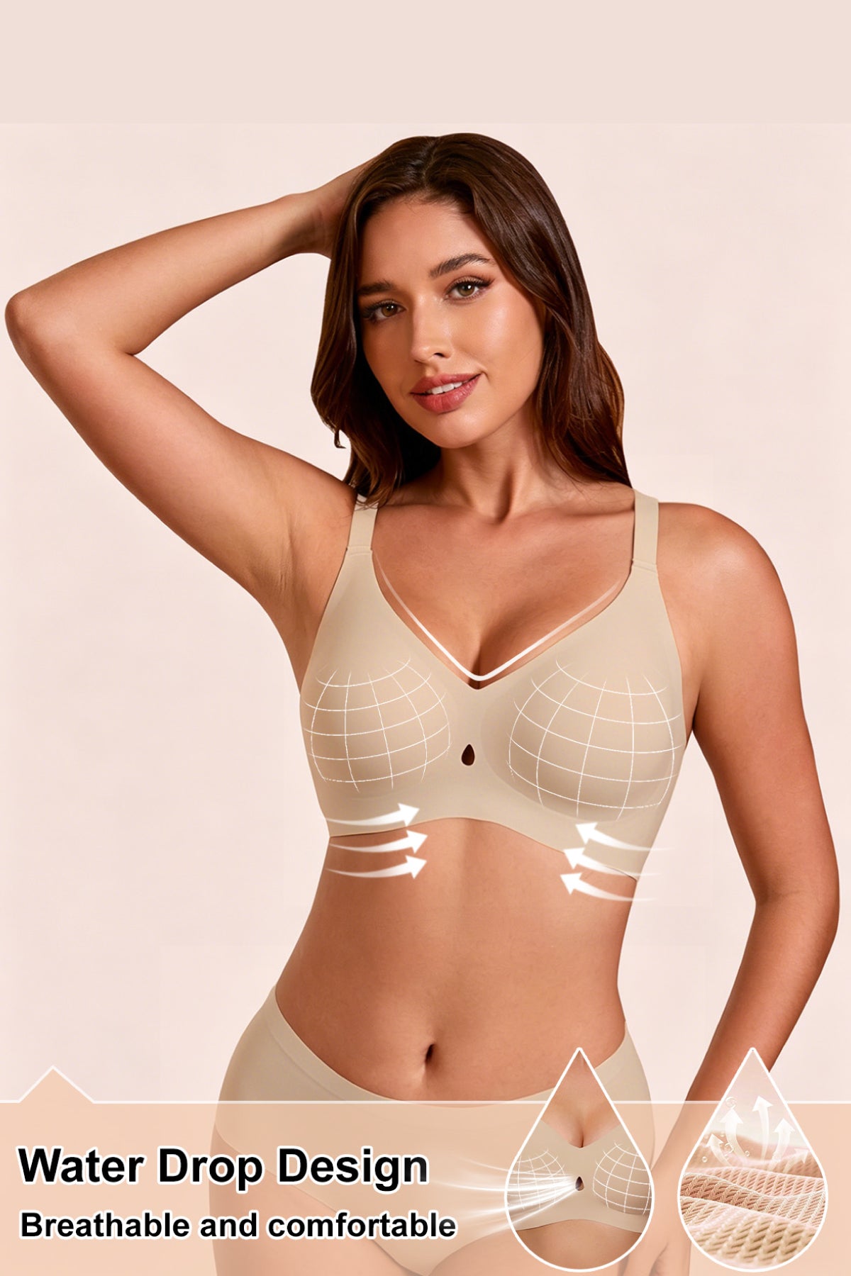 Jelly Bras for Women No Underwire Seamless Push Up Bra Full Support Comfort Bralettes Wireless Plunge Everyday Bra Skin