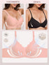 Pale pink scalloped bra with breathable mesh cups shown in a comparison graphic