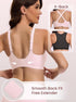 Pink bra back with adjustable straps, hook closure, and a smooth fit.
