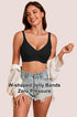 Black seamless wireless plunge bra with wide elastic band for zero-pressure fit