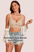 Skin tone wireless plunge bra with jelly band design at waist for smooth fit.