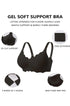 Black wireless bra with molded cups, adjustable straps, and hook-and-eye back closure