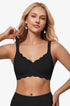 Black seamless bra with scalloped edges and adjustable straps