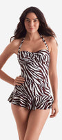 Aria Skirted One Piece - Zebra