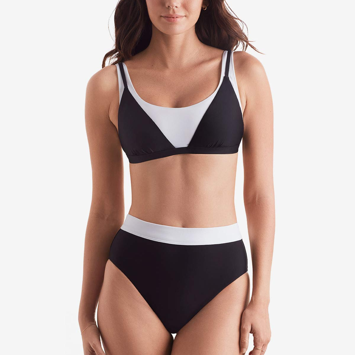 Drift Bra - Black/White Layered Solids