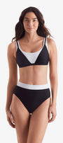 Drift Bra - Black/White Layered Solids