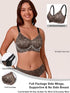 Leopard print wireless support bra, wide band, adjustable shoulder straps