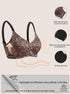 Leopard print wireless bra flat lay with full-coverage cups and wide side panels