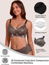 Seamless wireless leopard print t-shirt bra with V-neck and wide underband