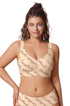Beige printed no-underwire full-coverage t-shirt bralette with spaghetti straps