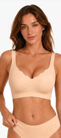 Skin seamless push-up bra, scalloped neckline, no underwire, front view