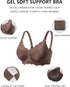 Coffee wireless support bra with scalloped cups and comfort padding, semi-fixed style.