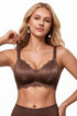 Coffee silver seamless push-up bra with scalloped edge, no underwire