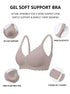 Grey gel-soft support bra diagram with scalloped cups and straps