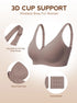 Grey seamless wireless 3D cup bra with adjustable straps and wide back extender