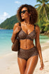 Leopard-print push-up bra with black straps and scalloped cups