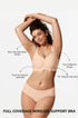 Nude seamless push-up bra with scalloped trim and wireless support