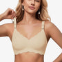 Semolina beige wireless bra with scalloped cups and adjustable shoulder straps