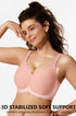 Tea red wireless push-up bra, smooth cups with scalloped trim, side view