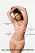 Tea red wireless push-up bra with scalloped design, non-slip adjustable straps
