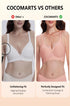 Tea red scalloped wireless push-up bra, smooth plunge cups and wide straps