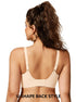 Nude back view of scalloped full-coverage bra with adjustable straps and elastic band
