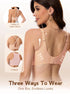 Nude open-back seamless bra with adjustable straps and supportive fit