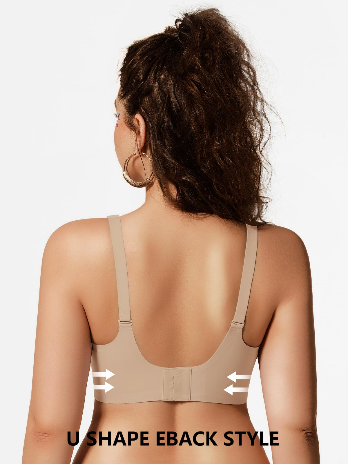COCOMARTS Jelly Bras for Women No Underwire Scalloped Push Up Wireless Bralettes Seamless Soft Comfort Everyday Tshirt Bra Nude