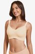 Nude wireless full-coverage t-shirt bra with wide straps, smooth seamless cups