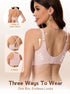 Pink wireless bra with halter open-back and cross-back adjustable straps