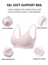 Pink scalloped bra diagram showing 3D cup support and 4-row 3-hook closure